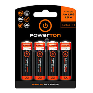 Baterie alkalick, AA, 1.5V, Powerton, blistr, 4-pack