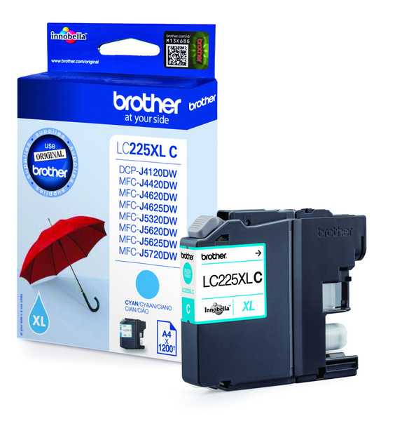 originál Brother LC-225XLC modrá azurová originální cartridge pro tiskárnu Brother