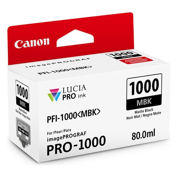originál Canon PFI-1000MBK, matte black, 5490str., 80ml, 0545C001 matná černá inkoustová náplň pro tiskárnu