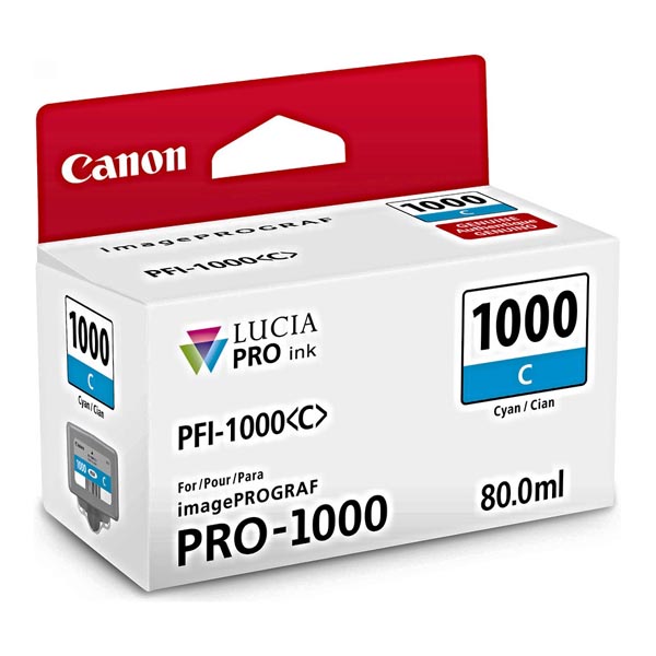 originál Canon PFI-1000C, cyan, 5025str., 80ml, 0547C001 modrá inkoustová náplň pro tiskárnu