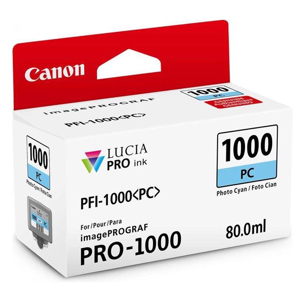 originál Canon PFI-1000PC, cyan, 5140str., 80ml, 0550C001 modrá inkoustová náplň pro tiskárnu