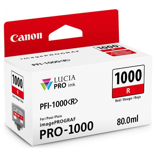 originál Canon PFI-1000R, red, 5355str., 80ml, 0554C001 červená inkoustová náplň pro tiskárnu