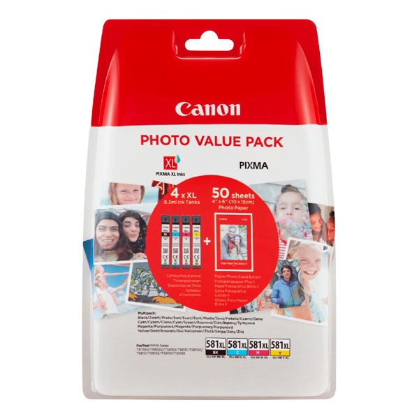 originál Canon CLI-581 XL CMYK Multi Pack, CMYK, blistr, 4*8,3ml, 2052C004 barevné inkoustové náplně pro tiskárnu