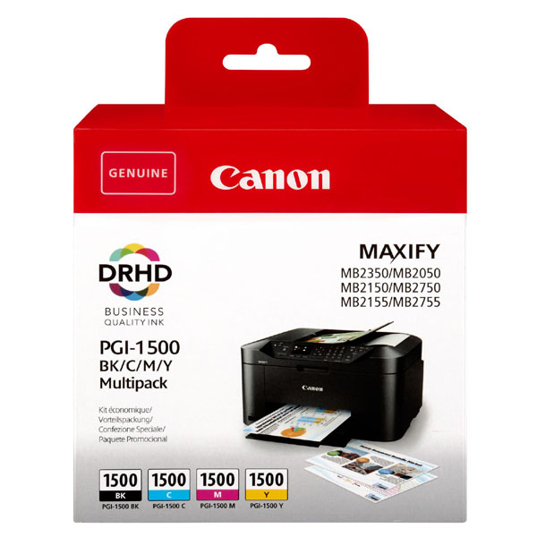 originál Canon PGI-1500 BK/C/M/Y Multipack, CMYK, 400/3*300str., 9218B005 barevné inkoustové náplně pro tiskárnu