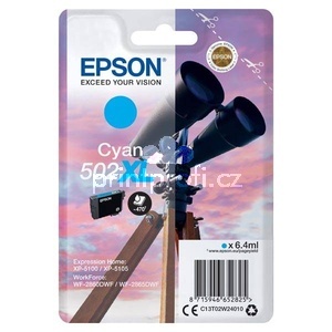 originl Epson 502XL, C13T02W24010 cyan cartridge modr azurov originln inkoustov npl pro tiskrnu Epson 502, 502XL, C13T02V64010, C13T02W64010
