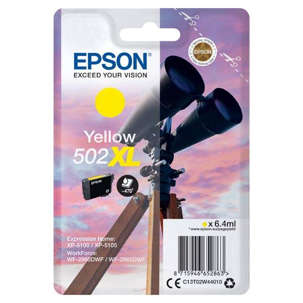 originál Epson 502XL, C13T02W44010 yellow cartridge žlutá originální inkoustová náplň pro tiskárnu Epson