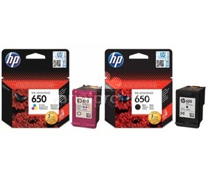 originl HP 650 BK (CZ101AE) a HP 650 color (CZ102AE) black ern a color barevn originln inkoustov cartridge pro tiskrnu HP DeskJet Ink Advantage 3545