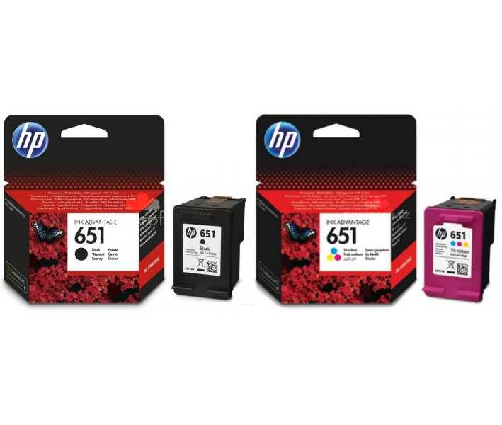originál HP 651 BK (C2P10AE) a HP 651 color (C2P11AE) černá a barevná originální inkoustová cartridge pro tiskárnu HP