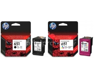 originl HP 651 BK (C2P10AE) a HP 651 color (C2P11AE) ern a barevn originln inkoustov cartridge pro tiskrnu HP OfficeJet 252