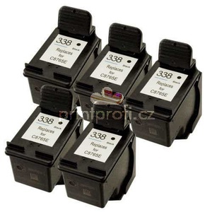 5x HP 338 (C8765EE) black cartridge kompatibiln inkoustov npl pro tiskrnu HP Photosmart 8150xi