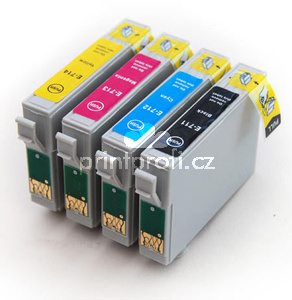 7x sada Epson T0715 (T0711-T0714) - 4 kusy kompatibilní cartridge pro tiskárnu Epson