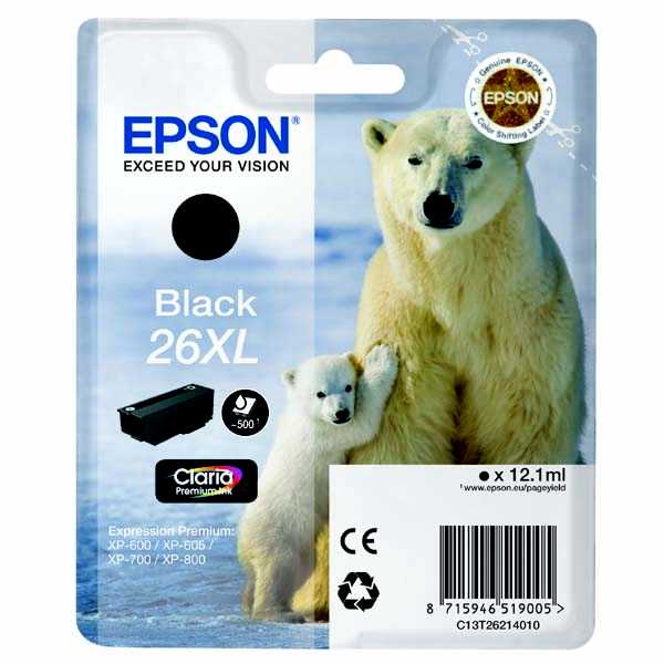 originál Epson T2621 - 26XL black cartridge černá originální inkoustová náplň pro tiskárnu Epson