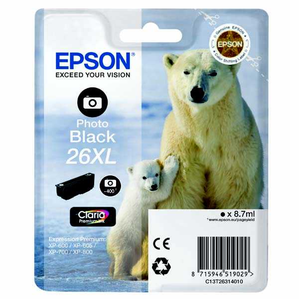 originál Epson T2631 - 26XL black foto cartridge černá foto originální inkoustová náplň pro tiskárnu Epson